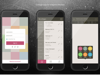 Collage App Reimagine - Mobile adaptive mobile responsive ux visual