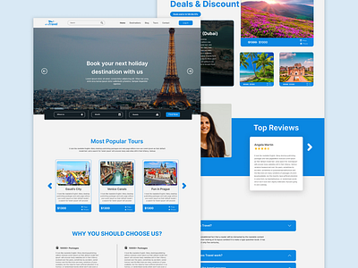 Travel Agencies UI design 2022trand beginner blue branding clean color design figma graphic design graphicdesignui landingpage logo mytravels tranding travelagencies ui ux white