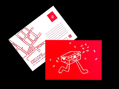 Postcard for Reformat illustration map paper shop postcard print red suitcase