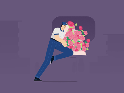 Run boy, run animation animento courier econt flowers happy jogging motion motion graphics roses run