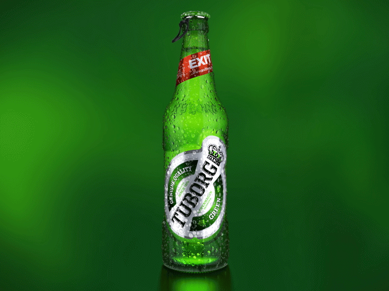 Tuborg Bottle 3d 3dsmax after effects beer four plus gif green rado mitkov tuborg