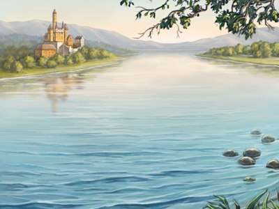 Schoenburg castle landscape river tree water waves