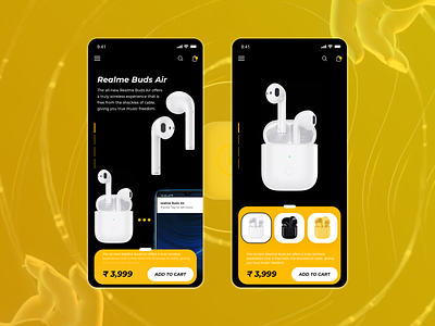 Realme Buds-air airbuds app apple branding budsair design minimal mobileapp realme redesign ux vector