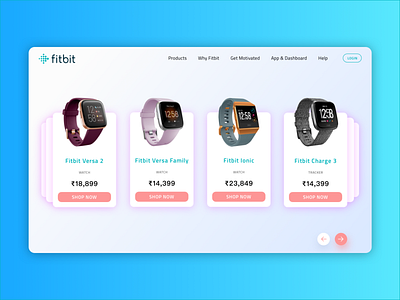 Fitbit Product Page Redesign app design fitbit fitness app fitness tracker homepage landingpage minimal product screen smartwatch tracker ui ux watches website concept website design