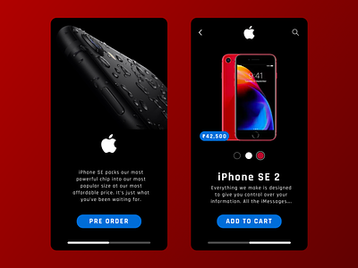 IphoneSE2 - Pre Order add to bag add to cart app apple flat iphone iphone se minimal minimalist mobileapp product product design ui ux
