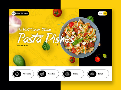 Online Food Order delivery design flat food and drink food app foodie foodmenu landingpage minimal noodles online shop pasta pizza menu salad ui ux web website