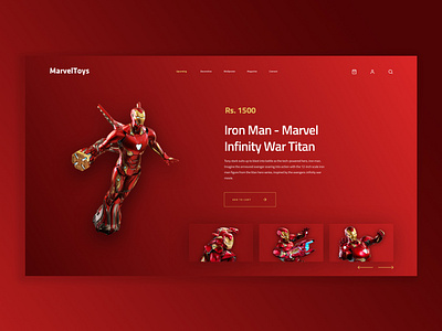 Product Details Page - Toys branding design ironman marvelcomics minimal movie superhero tony stark toys typography ui ux web