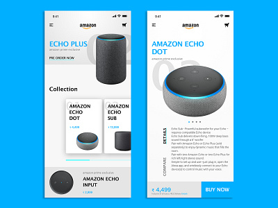 Amazon Echo Products #lightmode amazonapp app design echo lightapp lightmode minimal mobileapp products ui ux