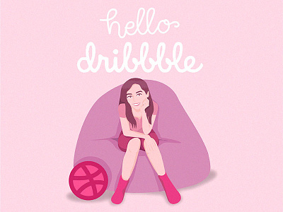 Hello Dribbble! chill girls hello dribbble illustration pink
