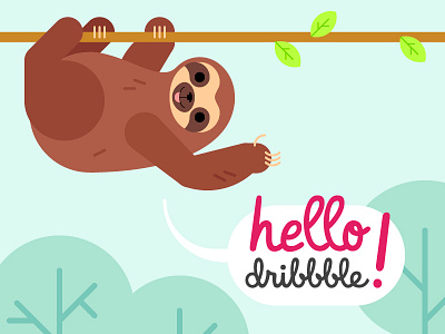 Hello Dribbble animal debut first shot hello dribbble illustration sloth vector