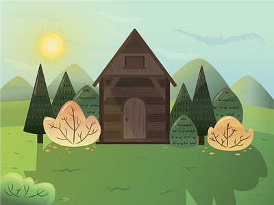 Cabin & Nature cabin color cute design flat happy illustration illustrator nature nature illustration vector