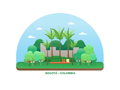 Parque 93 - Bogotá 93 bogotá city colors digital flat gradients green illustration lines park places trees vector vector illustration