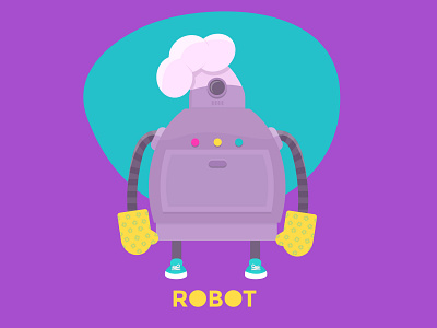 Chef Robot - Warm up #6 character chef color cook cooking cute design drawing flat illustration illustrator robot robotics technology vector warm up