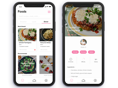 Food App app cooking food health iphone x recipe sketch ui