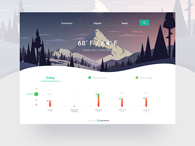 Garden Weather widget app design flat illustrator minimal ui ux vector web website