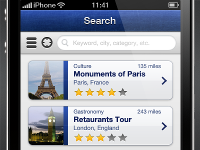 iPhone App Search View app blue iphone search