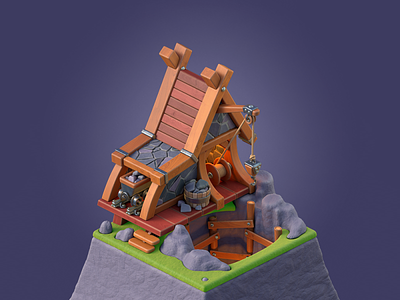 Stone mine 3d 3d art basin c4d cinema4d illustration island merger mine mining mobile game purple stone trolley
