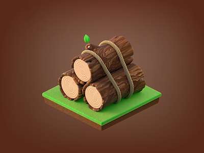 Wood logs 3d brown c4d cinema4d green illustration merger mobile game rope wood logs