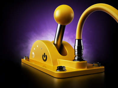 Player teaser#1 lever metall on black onoff player purple simple sound switch yellow