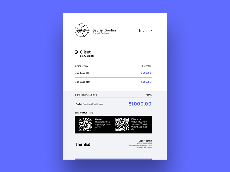 crypto wallet invoice