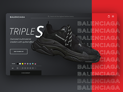 Balenciaga - Triple S Trainers Page balenciaga fashion luxury sneakers trainers triple s ui ux web