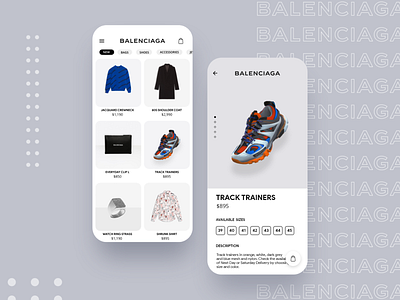 Balenciaga App balenciaga concept e commerce fashion hypebeast interface product shoes shop store trainers ui ux