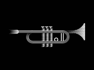 Trumpet black bw geometry illustration jazz pictogram vector white