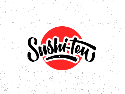 Sushi Ten brush calligraphy lettering vector