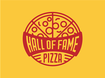 Hall of Fame Pizza badge branding hall of fame logo monoweight pizza smiley