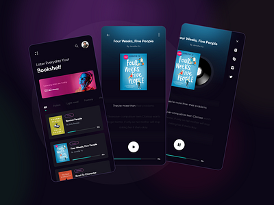 Audio Book (dark theme) - App concept audio audiobook books concept mobile product design ui ui design ux