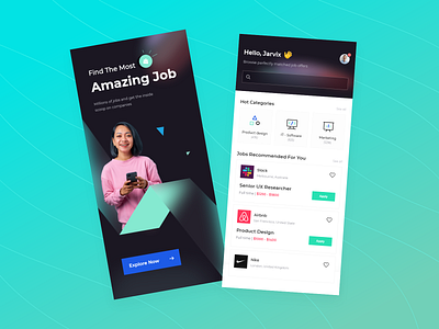 Job Finder App concept app design career concept find job hiring job job finder job listing job portal job search mobile app ui ui design ux