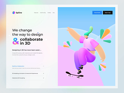 3D Spline tool - Landing concept 3d tool animation illustration interaction landing page motion spline ui ui design ux web design website