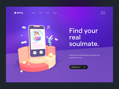 Dating - Home page concept 3d concept dating dating website homepage illustration landing page ui ui design ux website