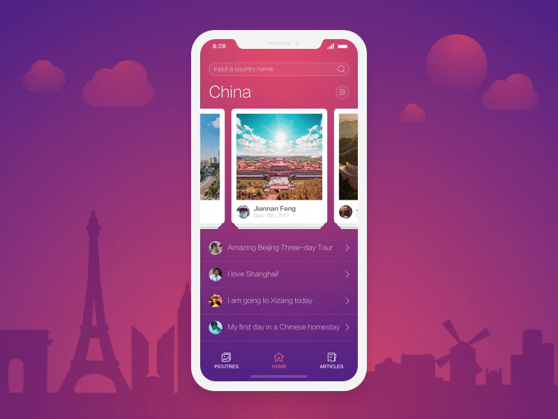 City Travel animation cities city dynamic iphone iphone x iphonex tour travel ue ui visual