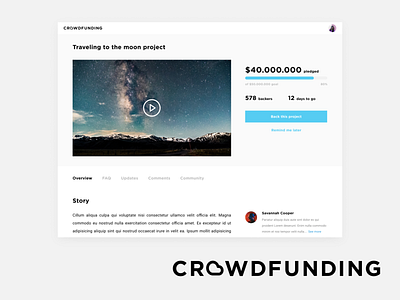 Daily UI  032 Crowdfunding Campaign