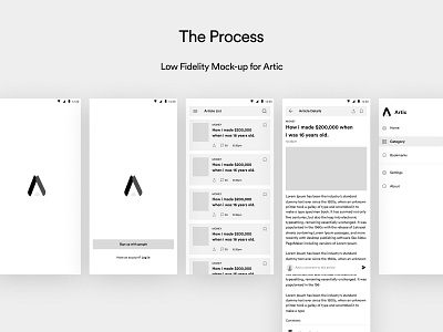Artic Low Fidelity mockup article article design article page articles blog blog app blog design dailyui design app list lo fi low fi low fidelity low fidelity mobile app mobile app design