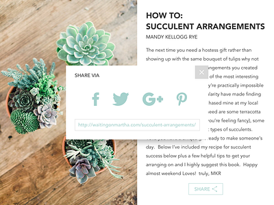 Daily UI #010 Social Share daily ui social share succulent ui design uiux user interface ux design