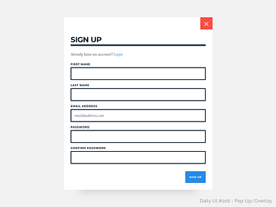 Daily UI #016 Pop Up/Overlay