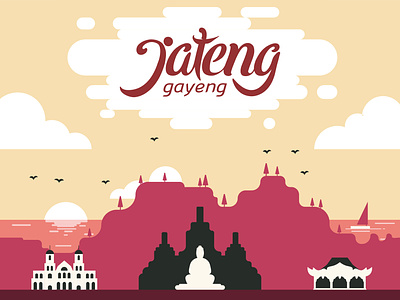 Jateng Gayeng borobudur branding centraljava design digitalart illustration indonesia jawatengah simple vector visitindonesia