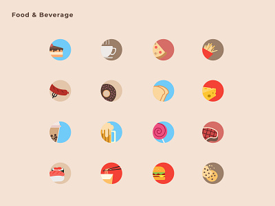 Icon Pack Food & Beverage app button design digitalart flat food icon icon app icon design icon set icons ui ux web