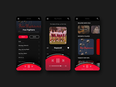 Music App UI Design android app dark mode dark ui design interface ios minimalism music music player simple ui ux
