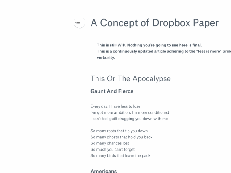 A Concept of Dropbox Paper Directory animation dropbox framer framerjs