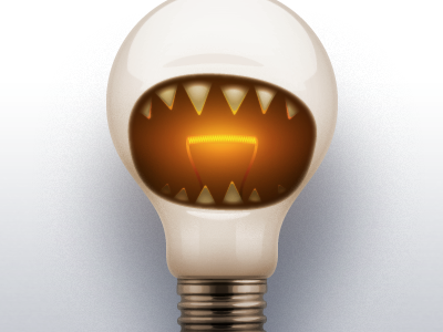 Hard Light bulb filament illustration light mouth psd teeth vector white