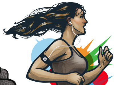 Run Away More Final illustration ipod psd running vector woman