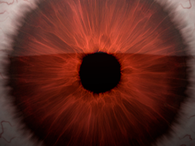 Looking eye iris pupil red