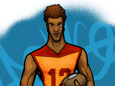 Stand character football illustration paint psd vector