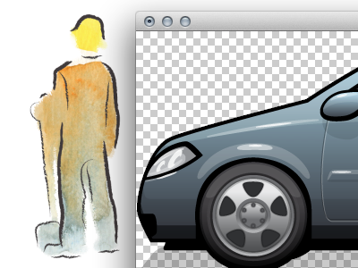 Contrast car illustration psd vector worker