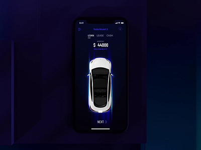 Simple way to buying a car ai animation application car concept ios iphone motion tesla