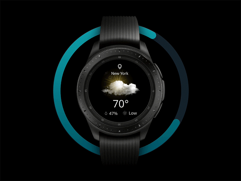 Galaxy screens ⌚️ animation app galaxy mobile design principle run smartwatch watch interface weather zzz
