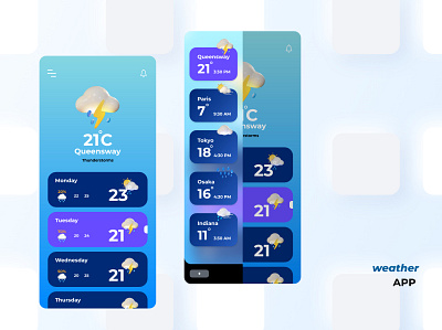Weather App app design illustration mobile ui ux weather web